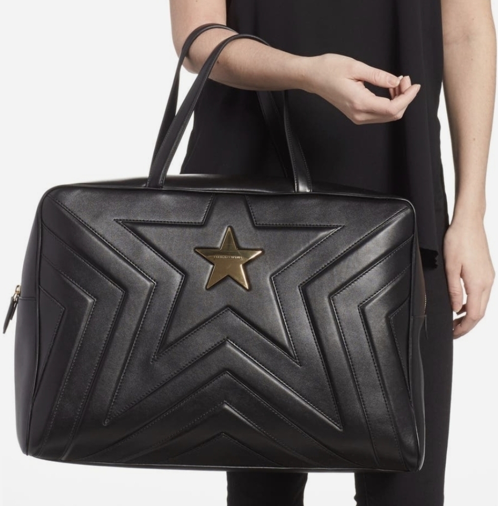 Stella McCartney Alter Nappa Black Star Embossed Overnight Duffel - Picture 3 of 17